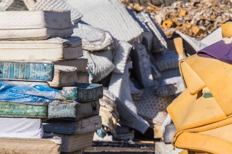 mattresses lying at recycling center