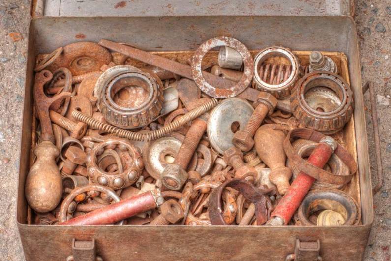 iron scrap in the small trunk