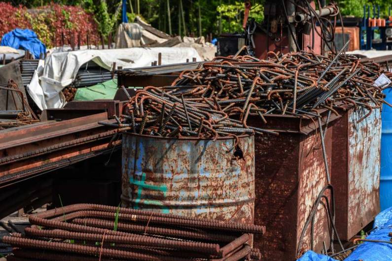 iron scrap dumped at the site