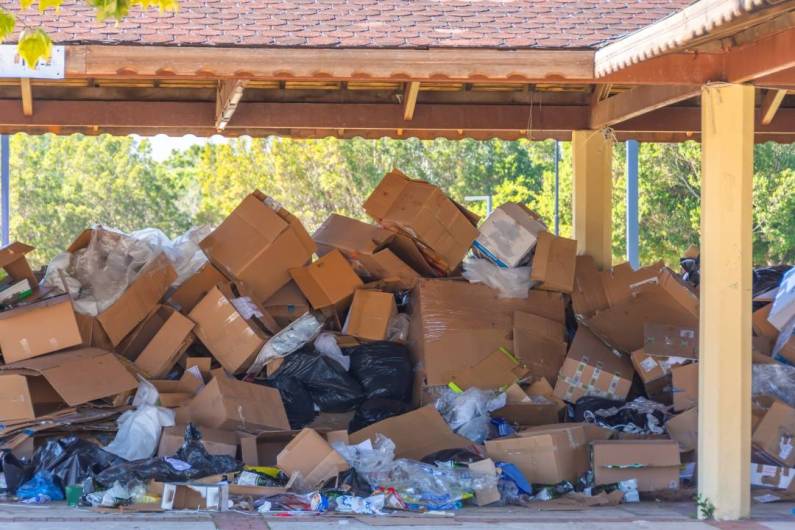 cardboard scrap lying under the shed