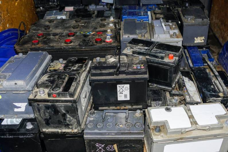 old batteries collected for recycling
