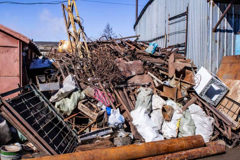 iron scrap collected at scrap yard